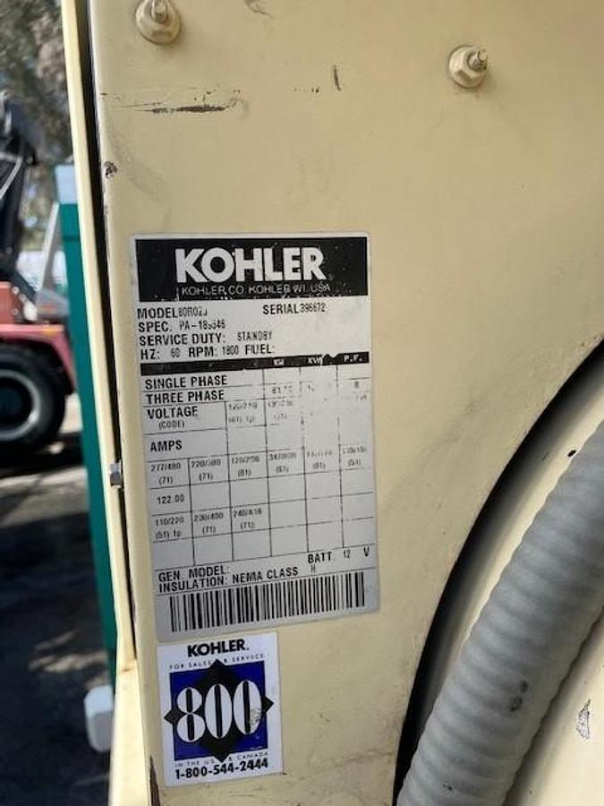 Used Kohler 80kW Generator