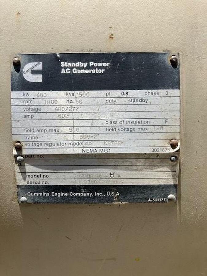 Used Cummins Generator 400kW KTA-1150 Engine