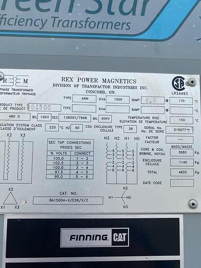 2013 Rex Magnetics 1500Kva