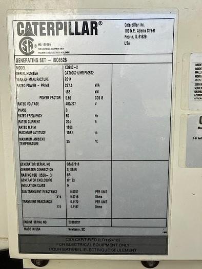 Used 2014 XQ200 Caterpillar Generator