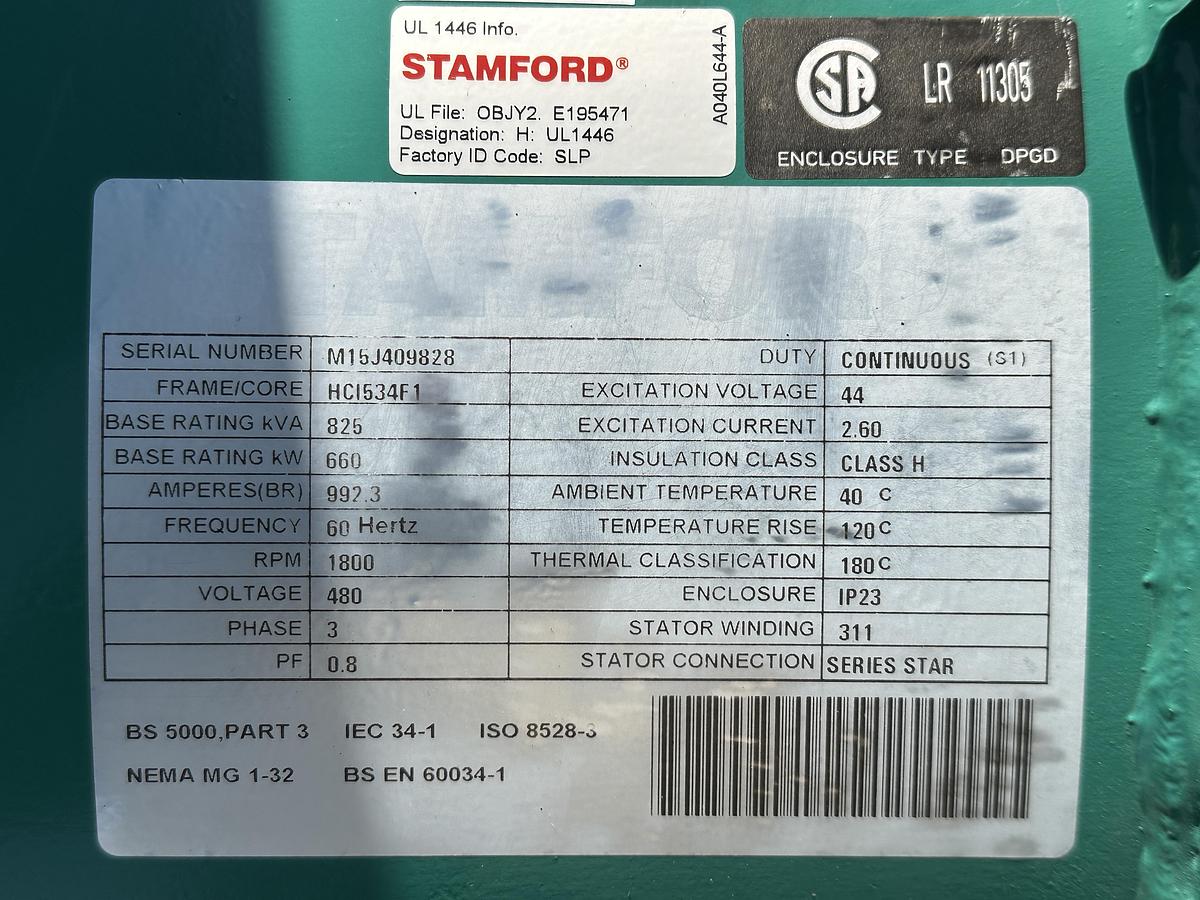 Used 2015 Cummins Generator 600kW