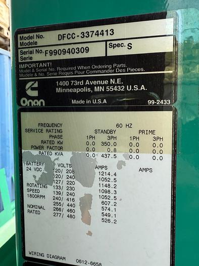 Used Cummins 350kW Generator 