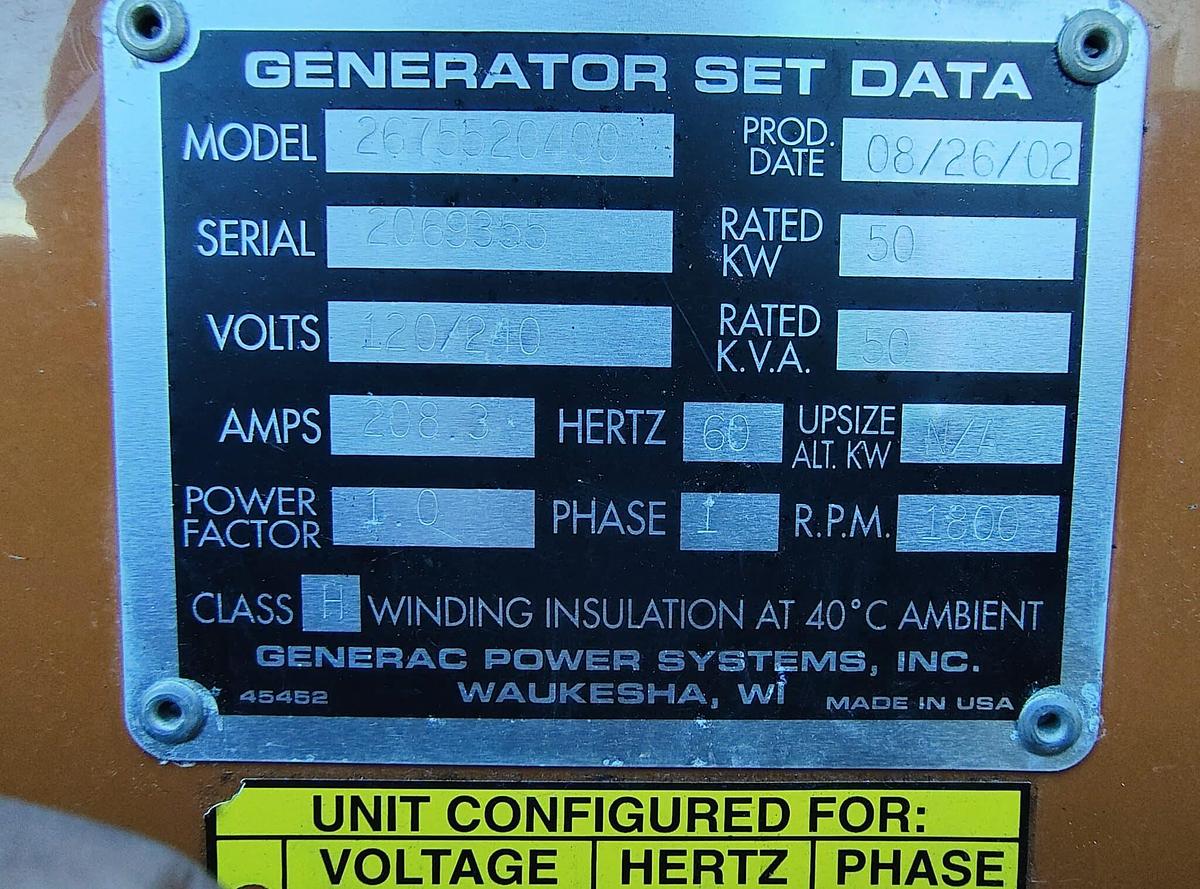 Used Generac 50kW Generator SD50