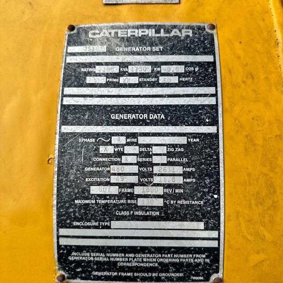 Used 1991 Caterpillar 1750kW Generator Low hours