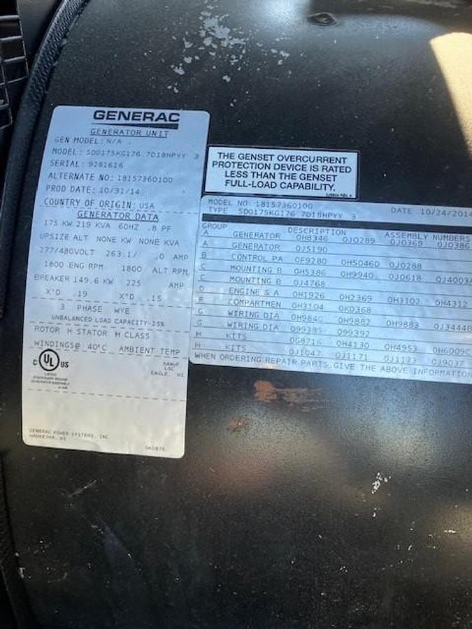 Used 2014 Generac 175kw