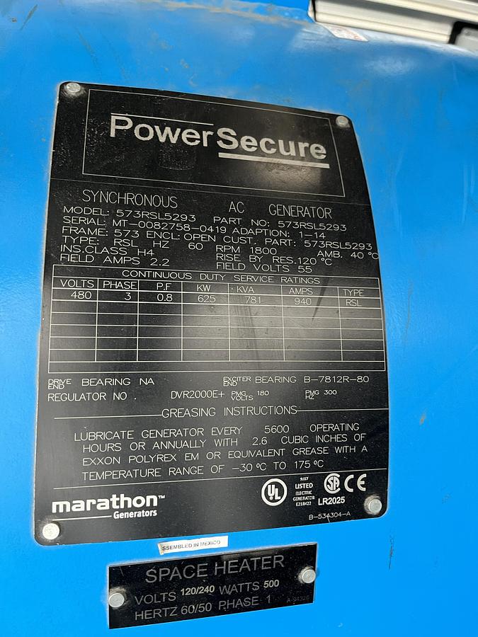 Used 2020 Power Secure Generator PBM1250