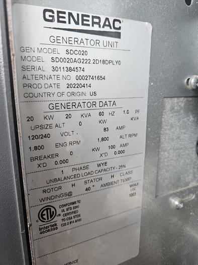 2022 Generac SDC020