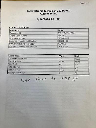 Used C-15 Caterpillar Engine 540 to 595 HP