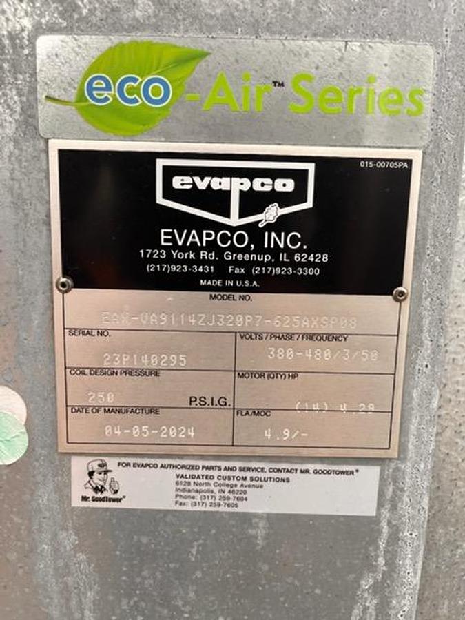 Used 2024 EVAPCO 500 Ton Eco Air Sereis EAX-VA9114ZJ320P7-625AXSP08
