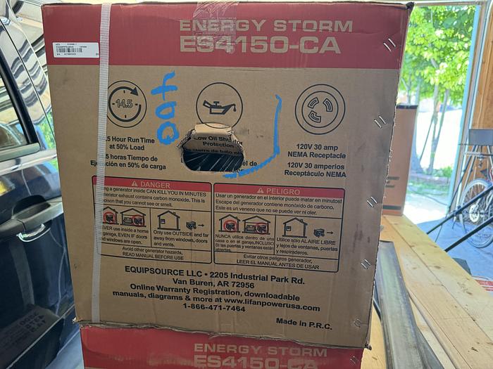 Lifan ES4150 Energy Storm 3500W/4375W Recoil Start Portable Generator New