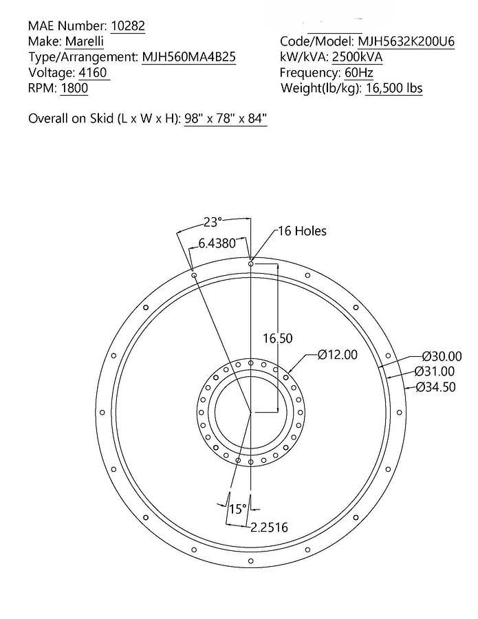 Used Generator End 2500kVA Marelli