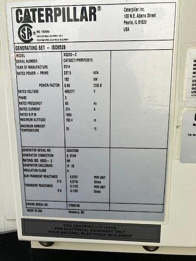 Used 2014 XQ200 Caterpillar Generator