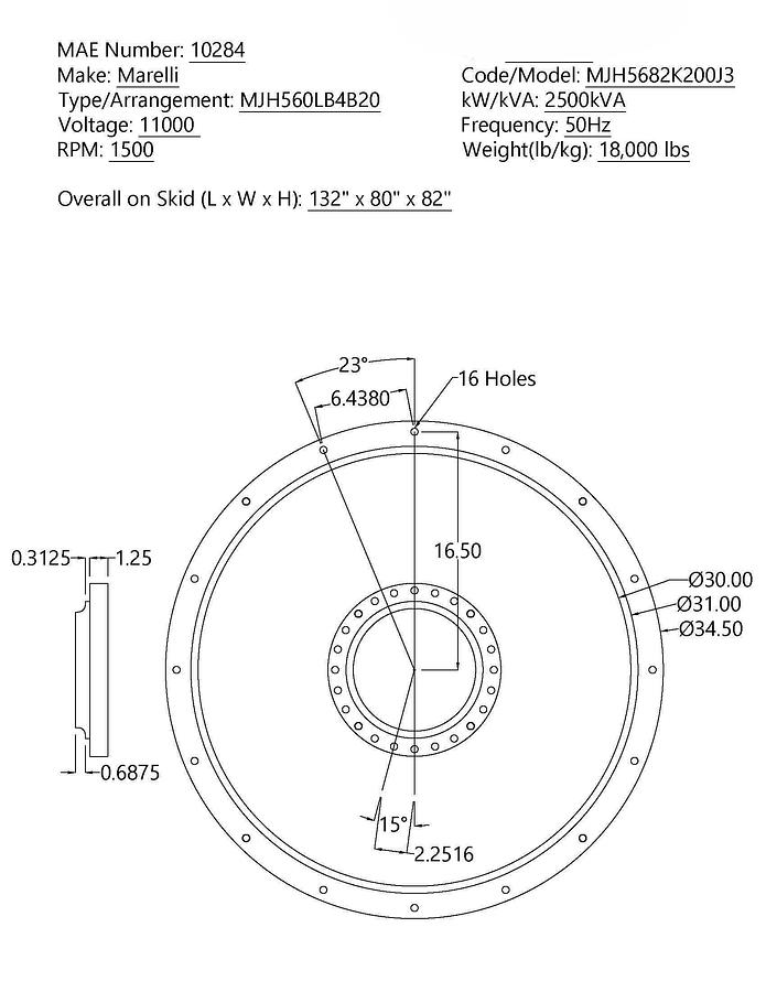 Used Generator End Marelli 2500kVA 