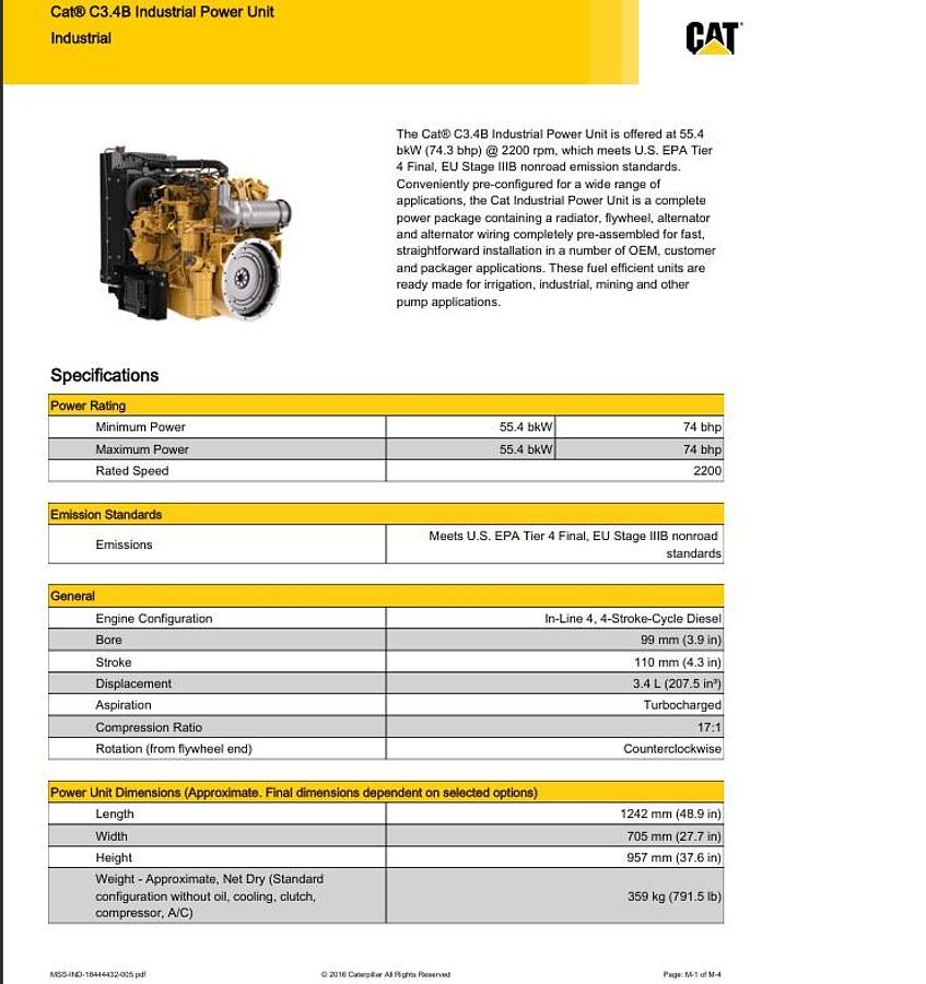 2021 Caterpillar 3.4B Tier 4 Final  74 HP