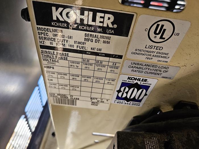 Used 2004 Kohler 50kW Natural Gas