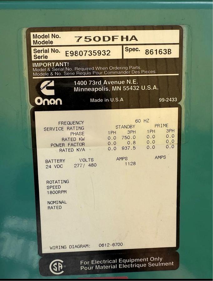 Used 1998 Cummins 750DFHA