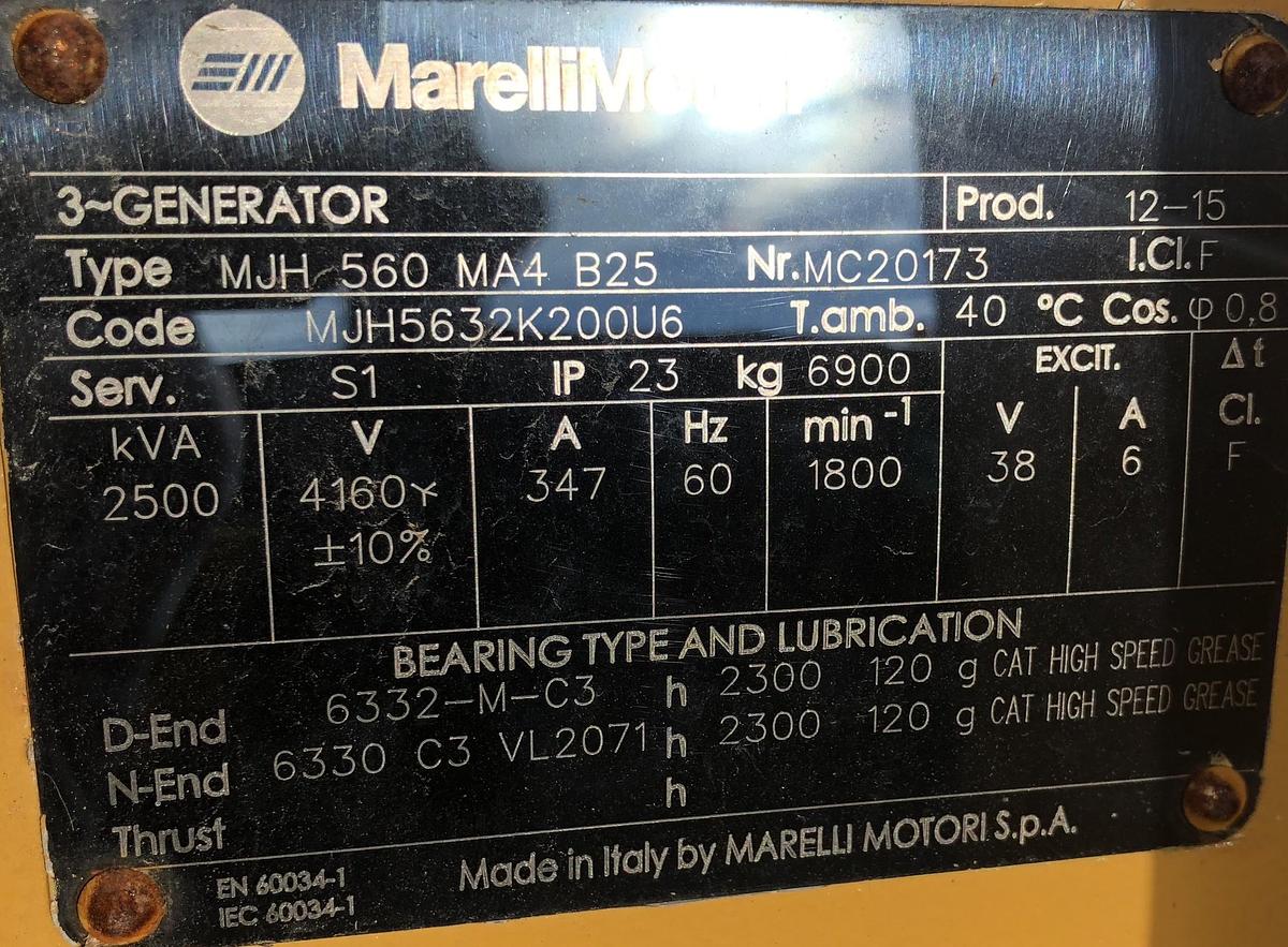 Used Generator End 2500kVA Marelli