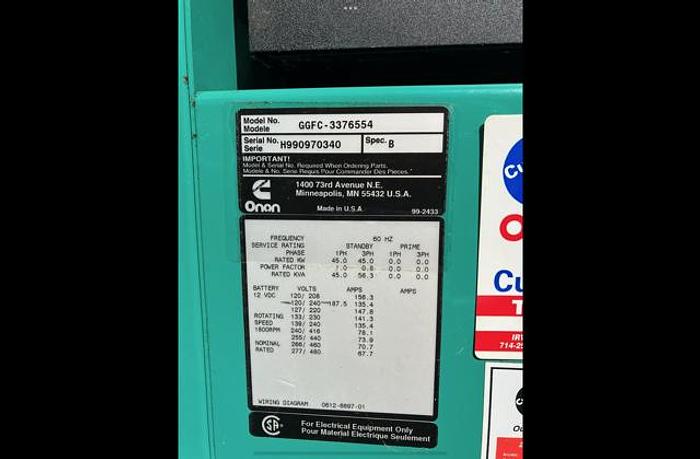 Used Cummins 45kW Generator