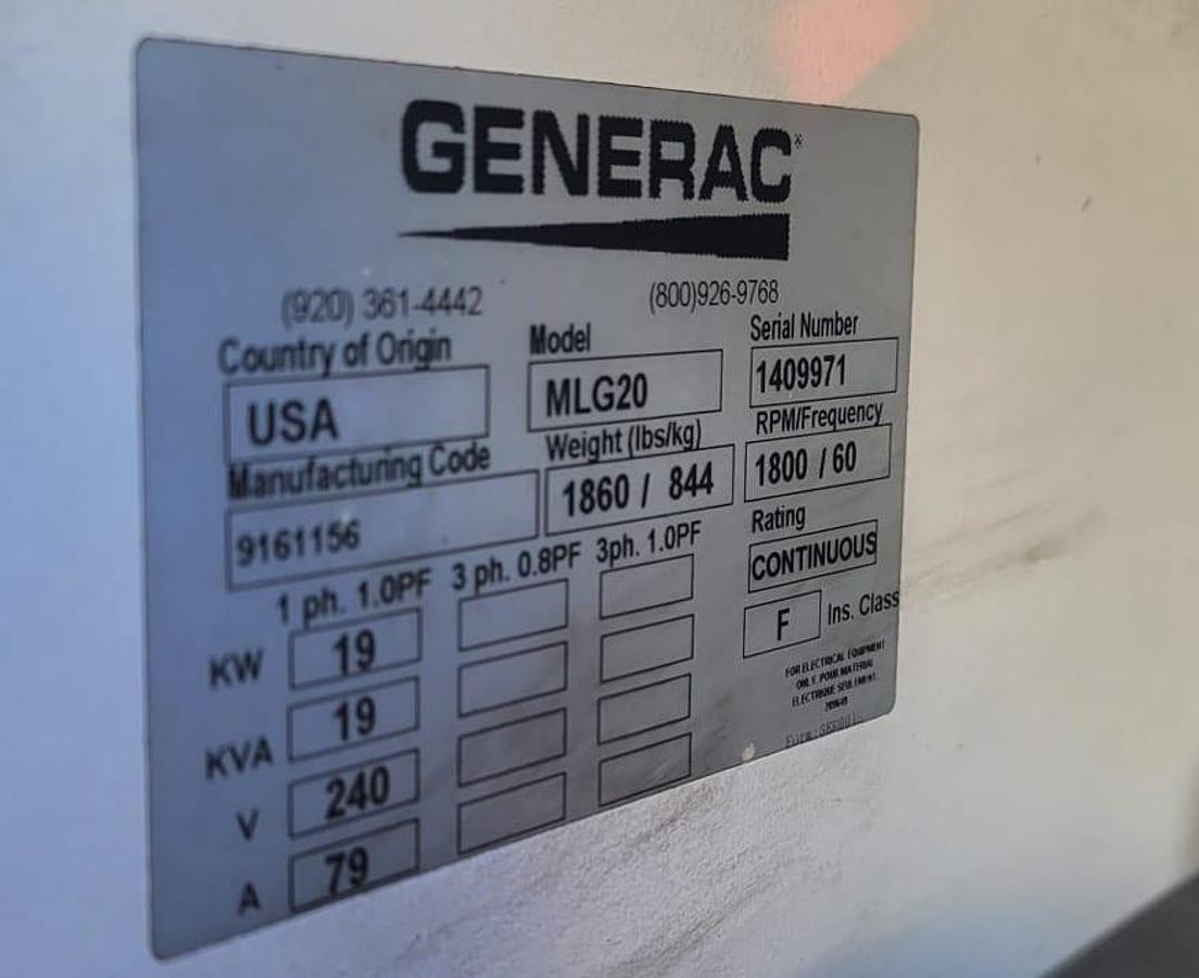 Used Generac 20kW MLG20 Portable Diesel Generator