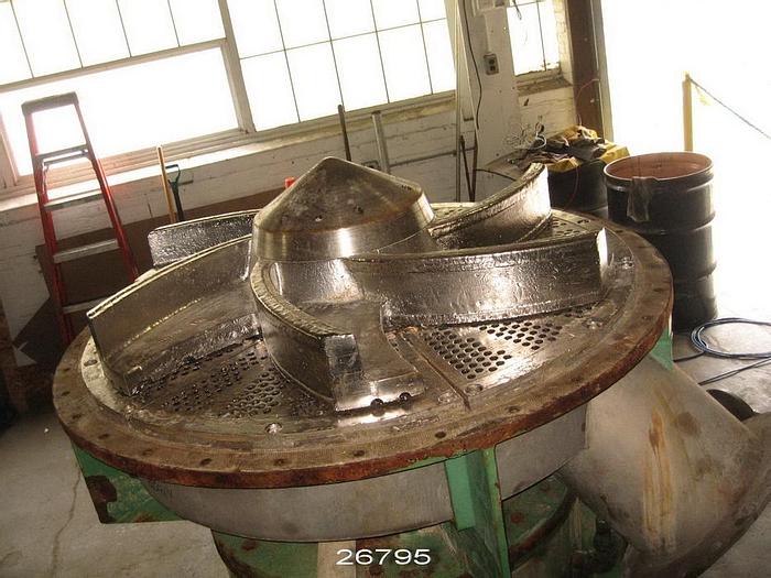 Used Voith Morden 54/43 HOAGV Pulper, 17.5 Feet Diameter (2000 Cubic Feet) All 316L Stainless Steel Tub. Voith Gv-15 Gear Drive With 400 Hp Motor. 200 Rpm Hog Style Stainless Steel Rotor. Extraction Plate Has 0.75" Diameter Holes. New In 1989. #26795