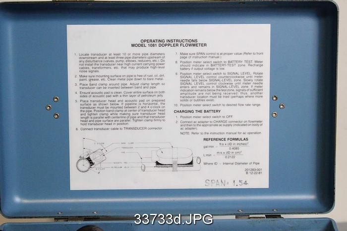 Used Nusonics Model 1081 Doppler Flowmeter #33733
