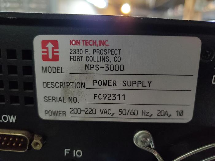 Used Ion Tech MPS-3000 FC Lab/Industrial Ion Gun Source Power Supply Controller (OBA3)