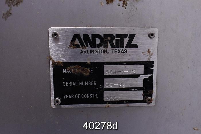 Used Andritz Hydrasieve Inclined Thickener, 72" Width #40278