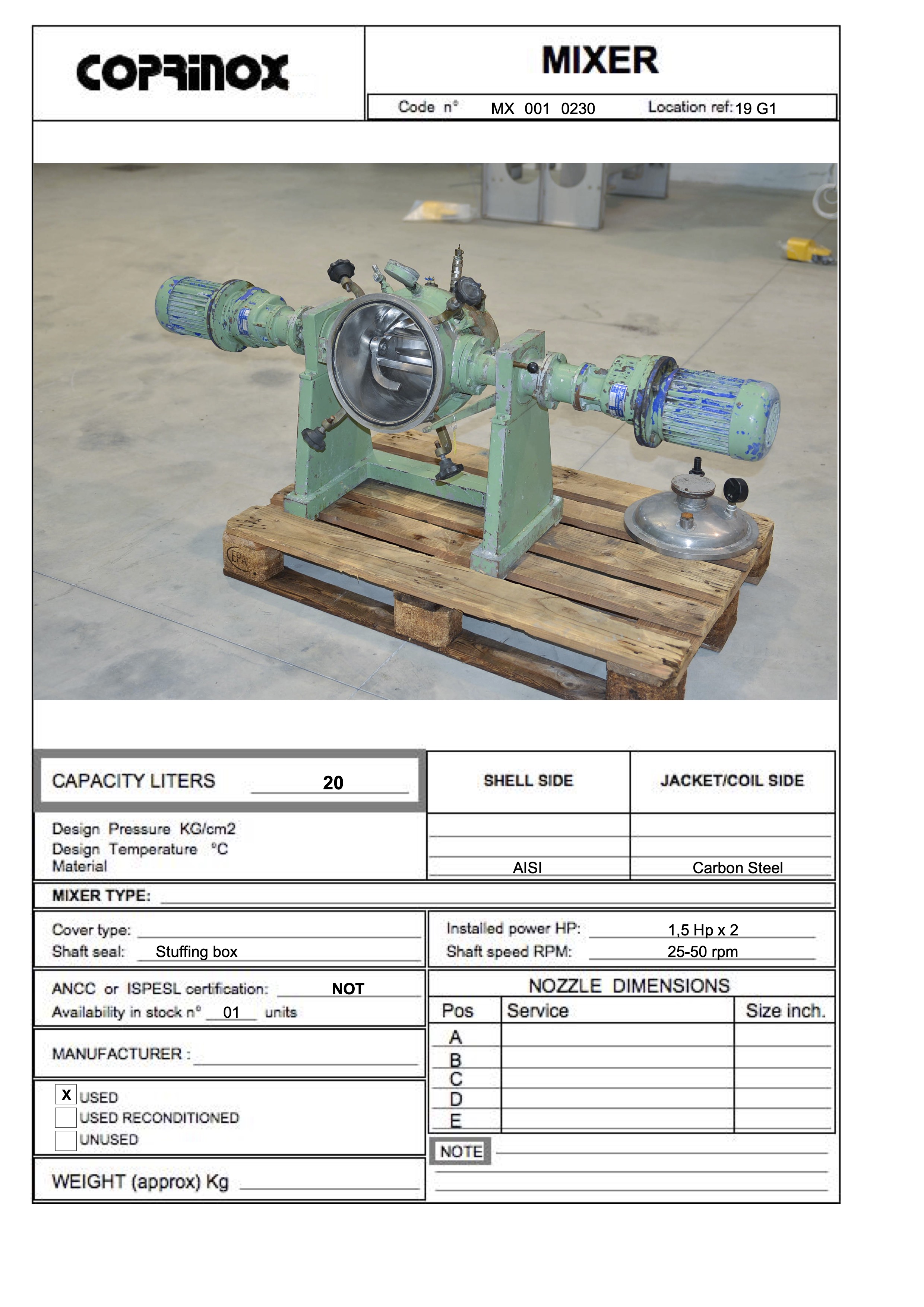 Usato Miscelatore  da 20 Litri