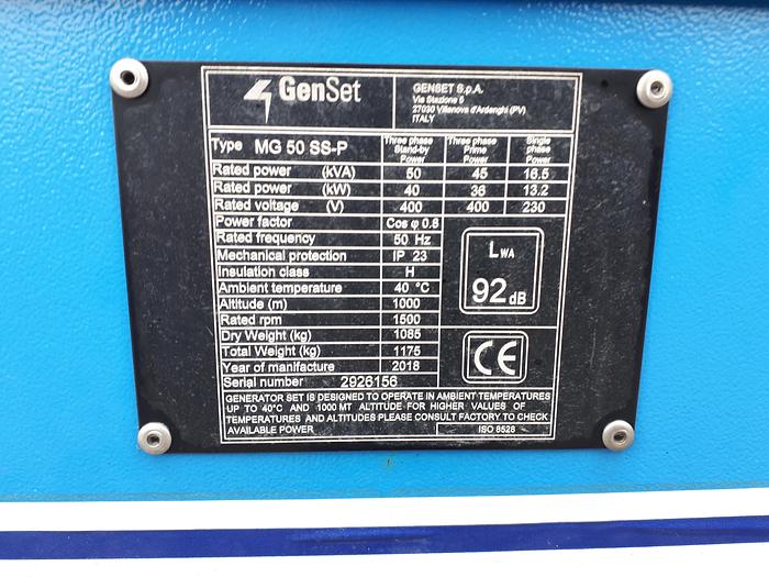 Used 2018 Genset MG50 SS-P