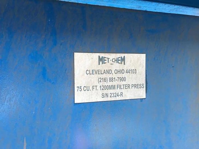 Used 75 CU. FT. JWI FILTER PRESS - 1200 MM