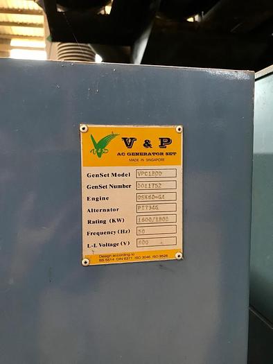 Used Cummins QSK60-G4 with Stamford Alternator 2000 KVA generator sets 2011 mfg year 50 Hz