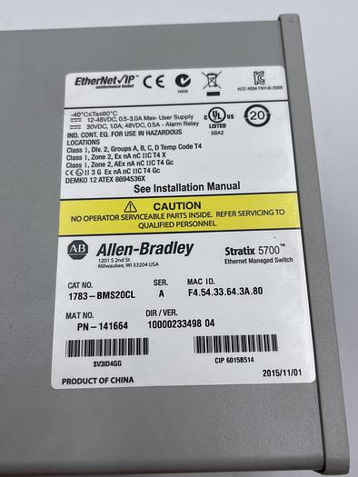 Used Allen-Bradley 1783-BMS20CL Ser A (For Parts)