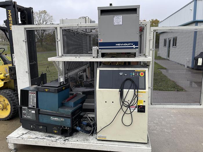 Used FANUC M10IA DUAL ARM ROBOTIC FOAM CELL WITH A/B SIDED INDEX TABLE/COULD CONVERT TO WELD CELL