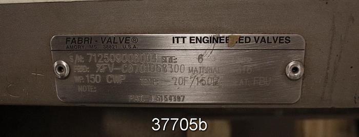 Used Fabri 6" Hand Operated Knife Gate Valve #37705