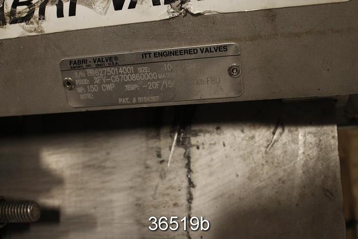 Used Fabri 10" Hand Operated Knife Gate Valve #36519