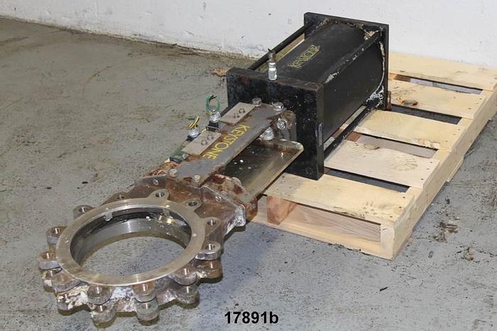 Used Keystone F592 Air Operated Knife Gate Valve, 10", With Cylinder, Figure 738, Size 7, 100 Psi #17891