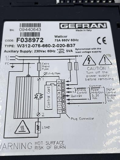 Used Gefran W312-075-660-2-020-B37