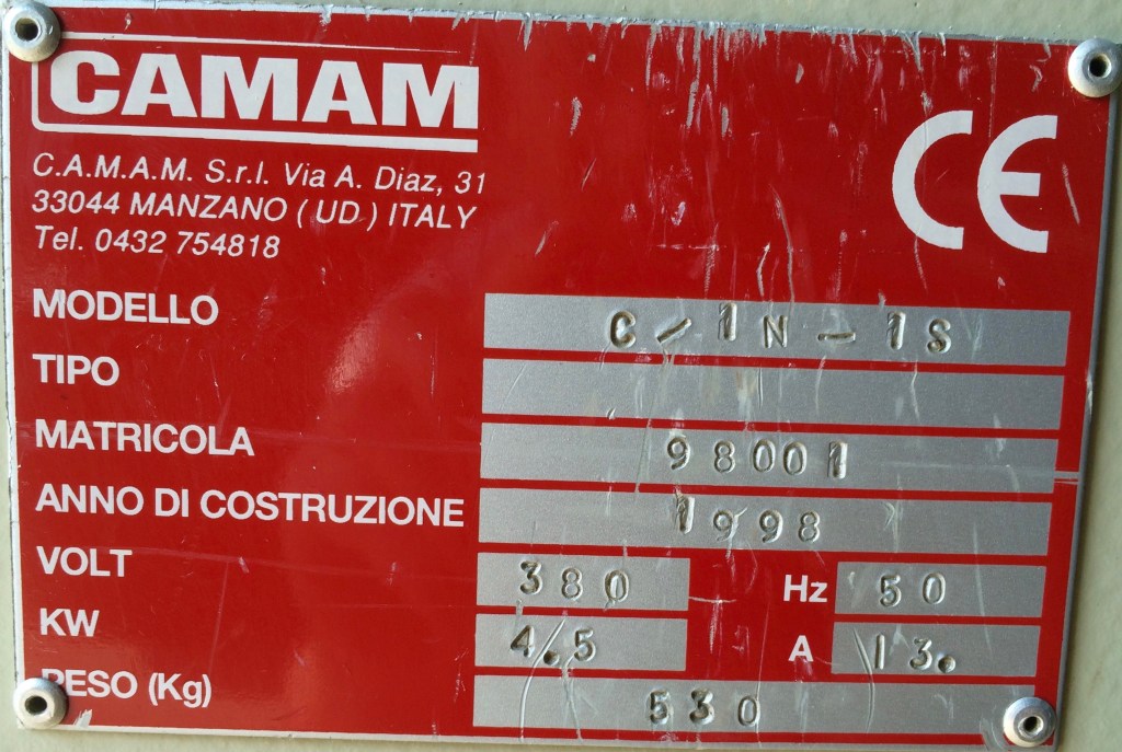 Usato 1998 Levigatrice Spazzatrice marca CAMAM modello C/1N/1S