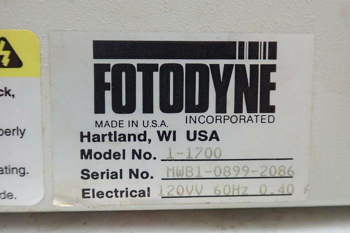 Used Fotodyne FOTO/Phoresis WL Model 1-1700 White Light