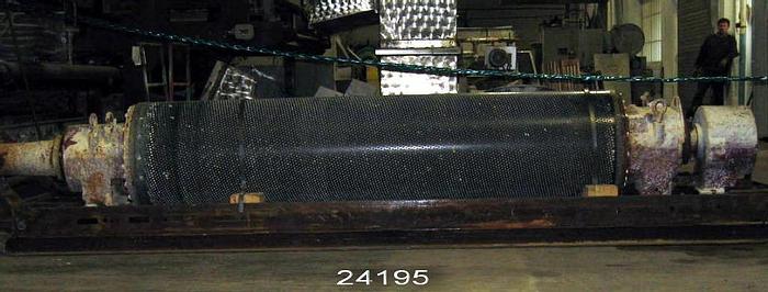 Used Downingtown  Suction Couch Roll, 23" X 97" Drilled Face, 101 7/8 Overall Face, Approximate 118-1/2" Bearing Centerlines, 8" Suction Box, 3/8" Holes. #24195