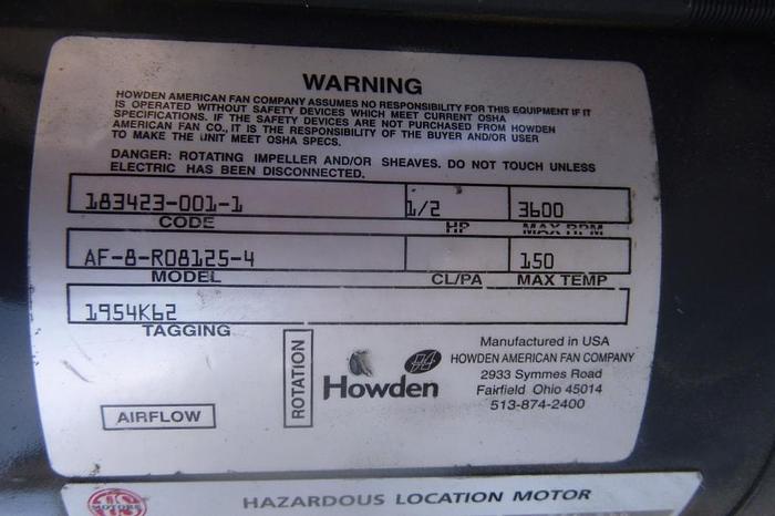 Used Blower, 0.5 HP, HAF, 3550 RPM, 115/208/230V #C744071