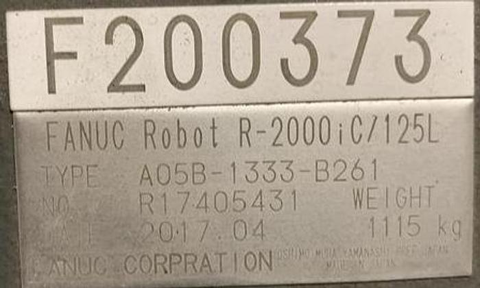 Used FANUC R2000iC/125L 6 AXIS CNC ROBOT WITH R30iB CONTROLLER, IR VISION, 125KG X 3,100 MM H REACH