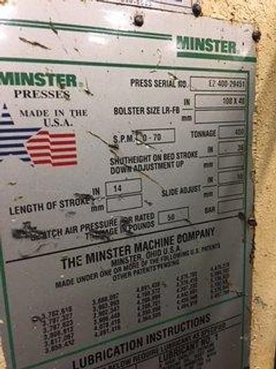Used MINSTER E2-400-108-48