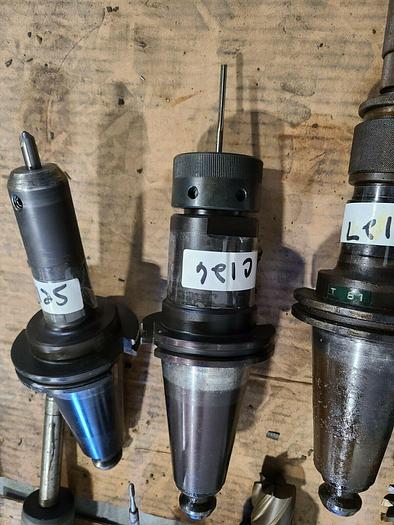 Used CAT 50 CT Tool Holders One Lot  of 8 Assorted CNC Tooling  with Cutters & Drills