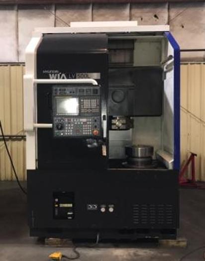 Used 15" HYUNDAI WIA LV500L CNC Vertical Turret Lathe, Fanuc 32i A CNC, 2012