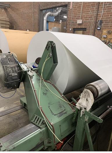 Used 72" WIDE POWELL SHAFTLESS FLOOR PICK UP UNWIND STAND - PENDING SALE