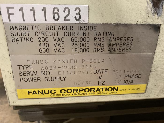 Used FANUC R2000iB/210F 210KG X 2655MM REACH 6 AXIS CNC ROBOT W/R30iA CONTROLS WITH ARO SERVO GUN