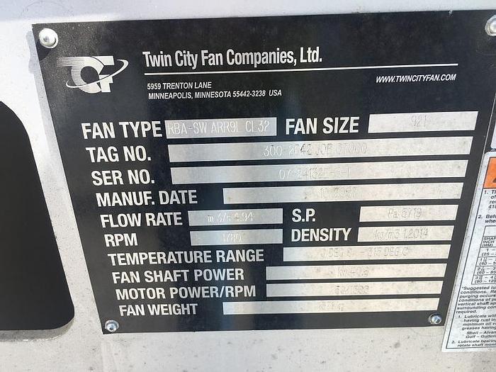 Used Unused Twin City Size 921 carbon steel blower