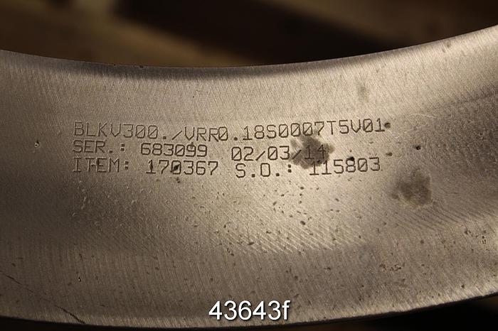 Used Black Clawson UV300 Stainless Steel V-Max right hand flow Pressure Screen Basket, .008" Slots #43643