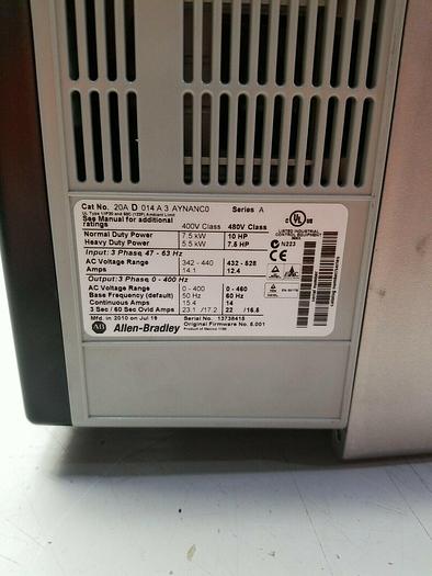Used Allen Bradley 20AD014A3AYNANCO 10hp 480v